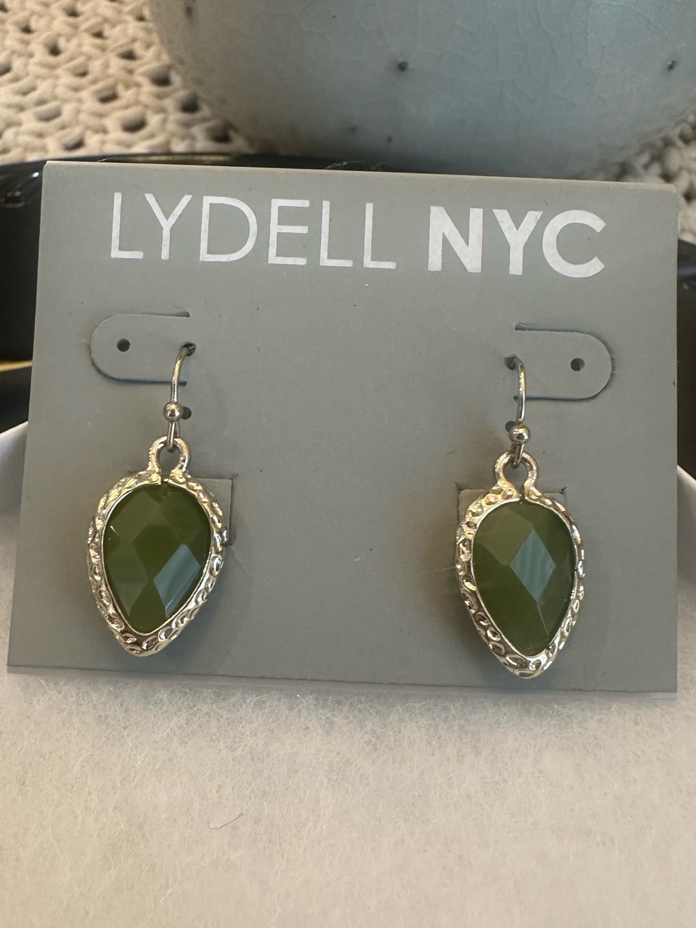 Lydell NYC Light Green Gemstone Drop Earrings NWT